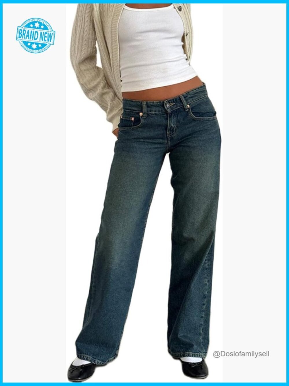 Vintage Low Rise Wide Leg Jeans Y2K Boyfriend Mom Jeans Streetwear Stretch